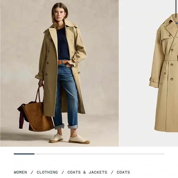 Polo by Ralph Lauren Double-Breasted Beige Twill Trench Coat - Picture 2 of 9